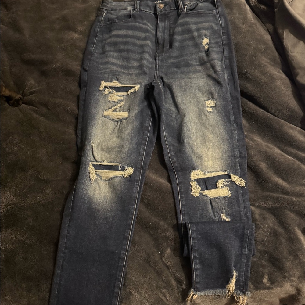 American Eagle Outfitters Dark Blue Distressed Jeans